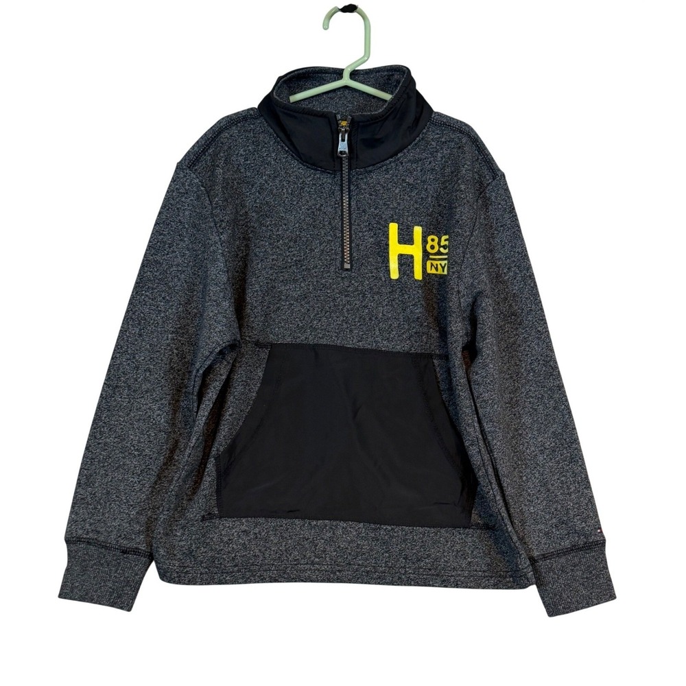 Tommy Hilfiger‎ Boys Black Noise Heather 1/4 Zip Pullover Sweatshirt Size S 8-10